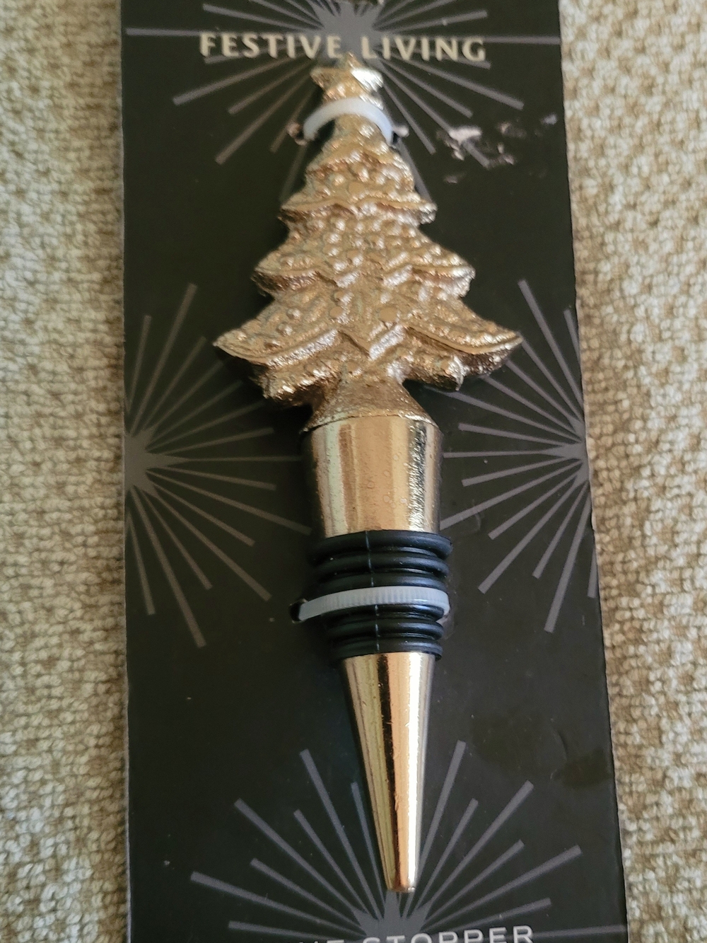 Gold Christmas Tree Bottle Stopper